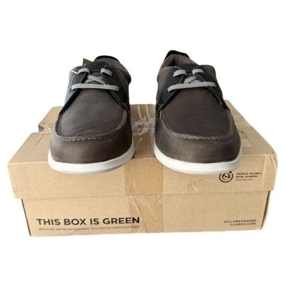 Clarks Flexway Lace Light Grey Leather Slip On Shoes Men’s Size 9 Medium - Picture 4 of 11